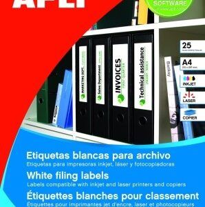 Etiquetas APLI para imprimir c.rectos 190,0 x 38,0 (25 hojas)