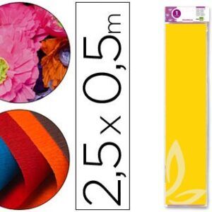 Papel crespon liderpapel 50 cm x 2.5m 34g/m2, bolsa de 5 uds. Am