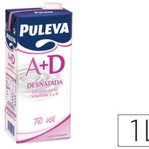 Leche desnatada Puleva brik de 1 litro.