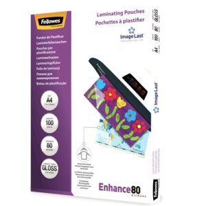 Caja 100 fundas de plastificar a4 de 80 micras Fellowes