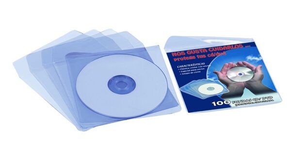 100 FUNDAS CON SOLAPA PARA CD/DVD