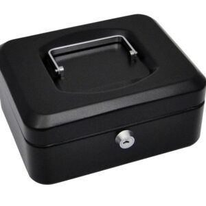 Caja de caudales Acero 20x16x9 cm Negro Cerradura con llave