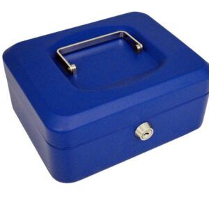 Caja de caudales de acero 20x16x9 cm Azul Cerradura con llave