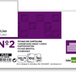 FICHAS LISAS PACK 100 uds. Nº 2 75 x 125 mm