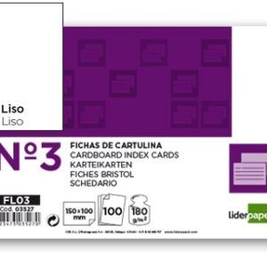 FICHAS LISAS PACK 100 uds. Nº 3 100 x 150 mm