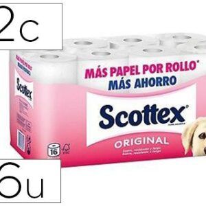 Pack de 16 rollos de papel HIGIENICO 2 capas, SCOTTEX