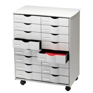 mueble multiusos móvil 16 cajones gris