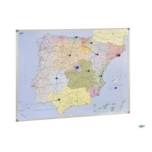 Mapa de ESPAÑA, plastificado, metálico, con cuadro 103 x 129 cm