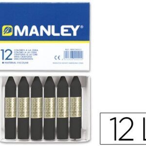 Lapices cera Manley unicolor negro nº30, caja de 12 unidades