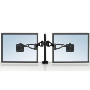 Soporte de monitor doble universal con conjunto de sujeción (hasta 27'')