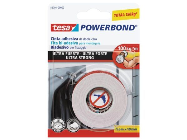 Cinta doble cara TESA powerbond ultrafuerte 1,5mx19mm