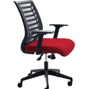 Silla RD-907 malla negra tapizado rojo