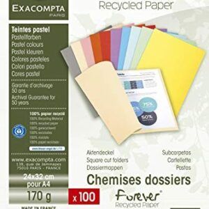 100 Subcarpetas cartulina reciclada exacompta din a4 10 colores surtidos 170 gr