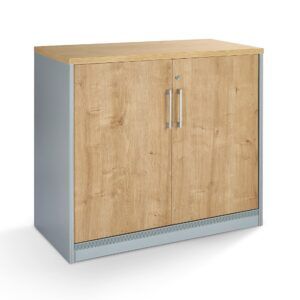 Armario, puertas completas, Serie Store c/cerradura 78 x 90 x 45cm Aluminio-Roble